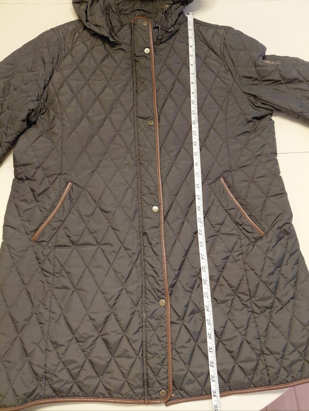 Lauren Ralph Lauren Olive Quilted Barn Coat Field Jacket Women XL - Picture 14 of 15